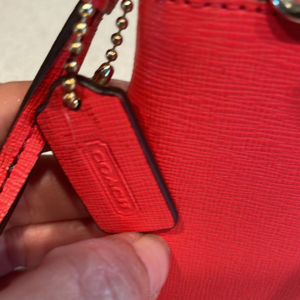 Coach Red Saffiano Leather Wristlet Clutch - Picture 8 of 8